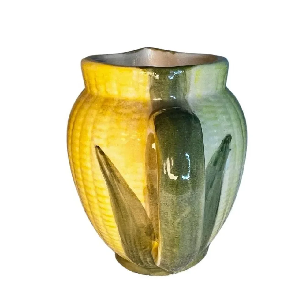VTG Mid Century Low Fire Glaze Corn Creamer Hand Painted 1945 Cash Family TN